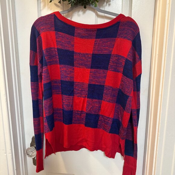 Canyon River Blues Lightweight Red and Blue Checkered Women's Sweater-Large - Picture 5 of 5